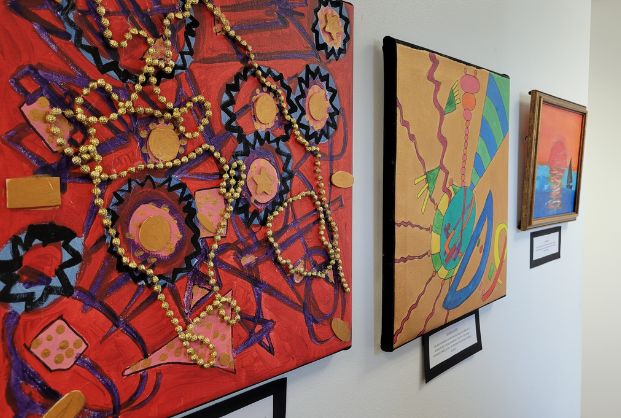 Abstract artwork on a gallery wall