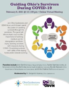 Flyer for an online virtual meeting supporting Domestic Violence Survivors