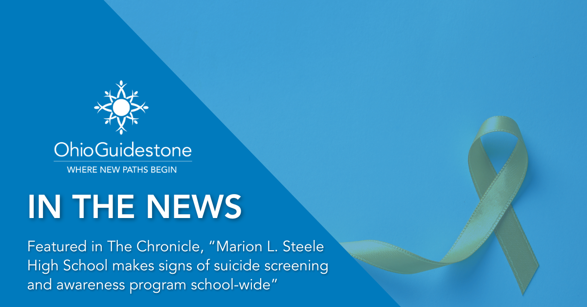 Signs of Suicide Screening Program In the news featured in the chronicle, "Marion L. Steele High School makes signs of suicide screening and awareness program school-wide" and a suicide prevention ribbon.