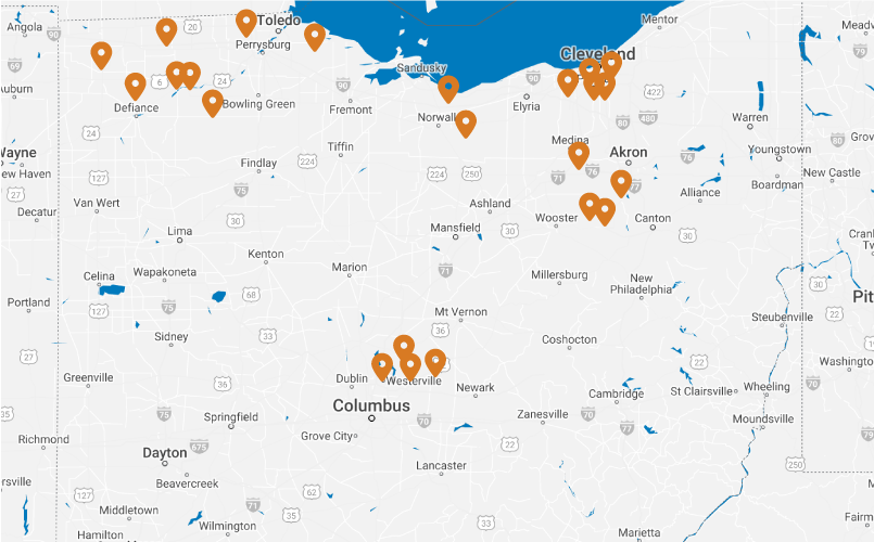 Map of all OhioGuidestone locations.